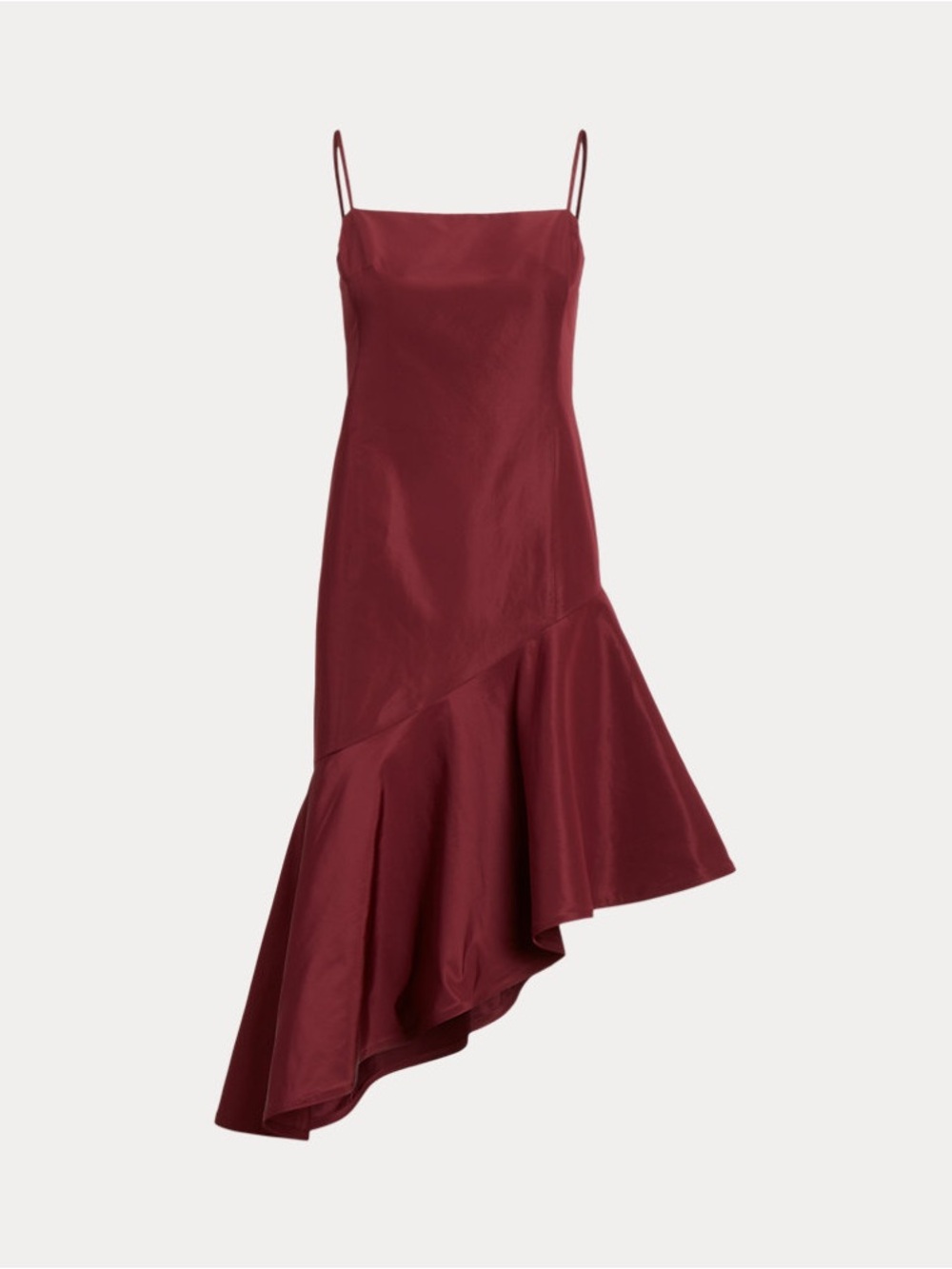 Polo Ralph Lauren Silk Blend Asymmetrical Taffeta Midi Gown Dress Sz 4 Burgundy